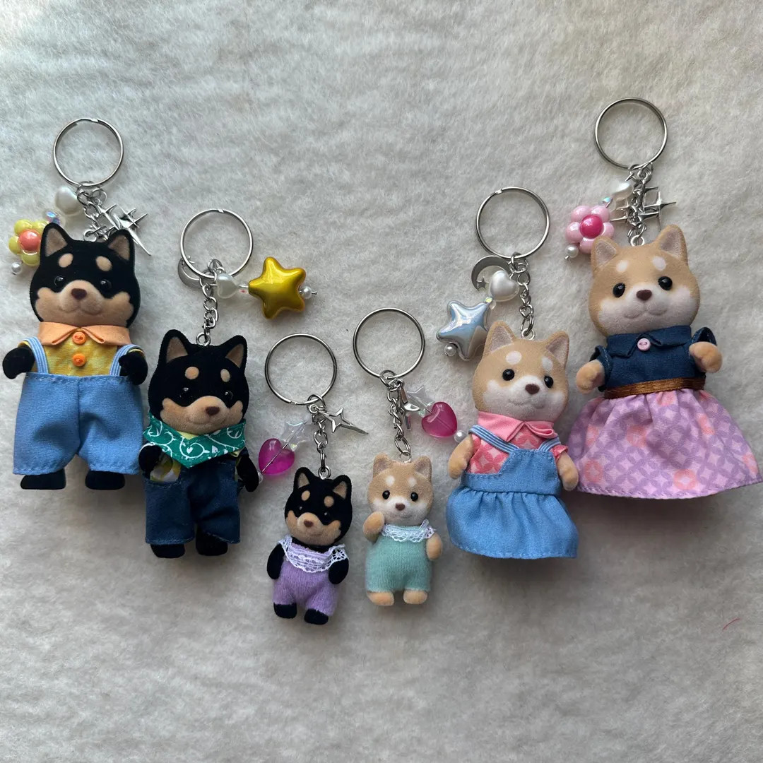 Calico Critter Keychain: Shiba Dog Family Beaded Bag Charm | Etsy (US)