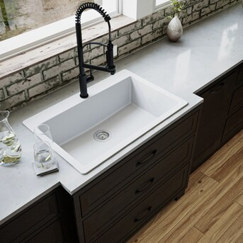Karran Drop-in 33-in x 22-in Quartz Single bowl 1-Hole Kitchen Sink | Lowe's