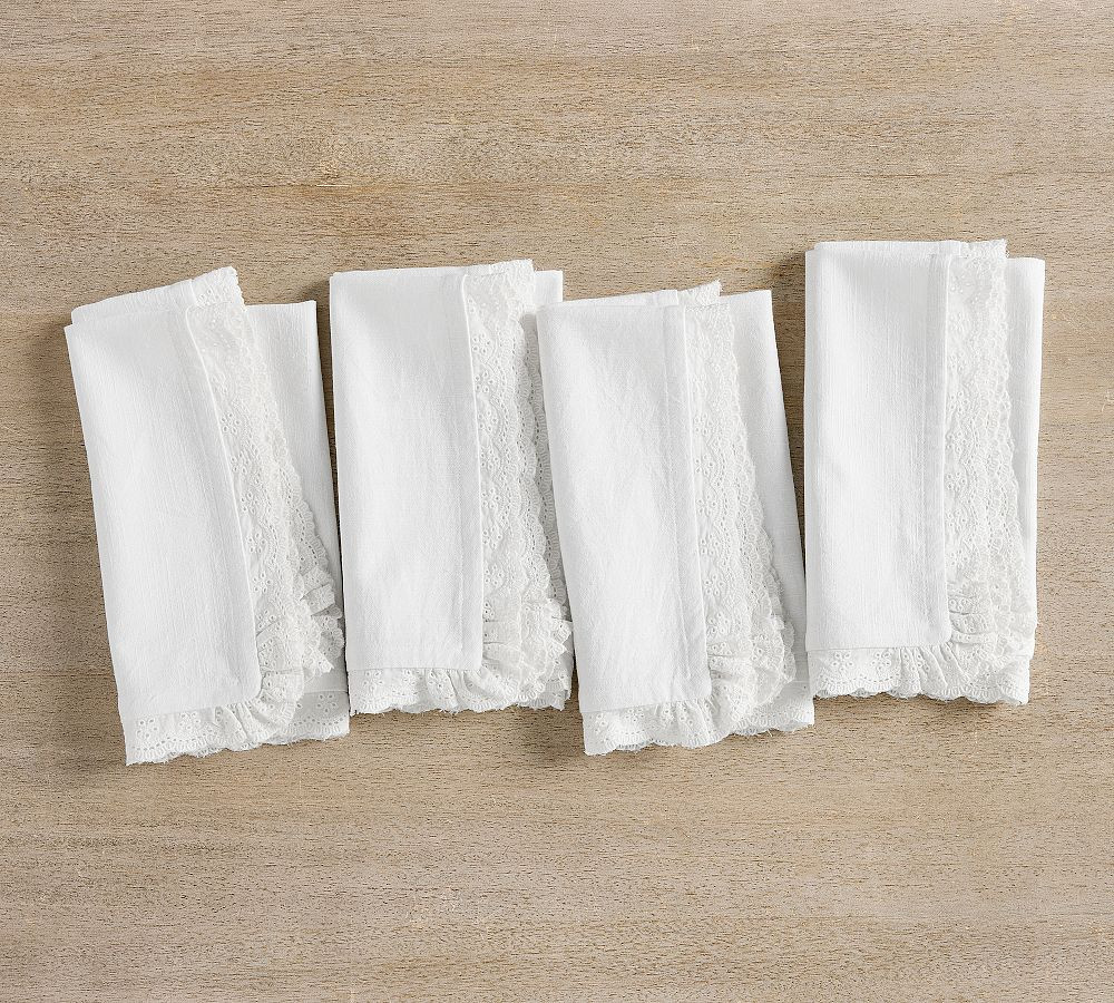LoveShackFancy Ruffle Crochet Napkins, Set of 4 | Pottery Barn (US)