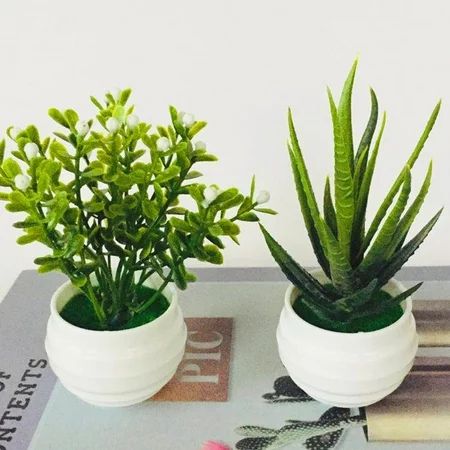 Travelwant 2Packs Small Fake Plants Mini Artificial Potted Plants for Table Desk Home Bathroom Offic | Walmart (US)