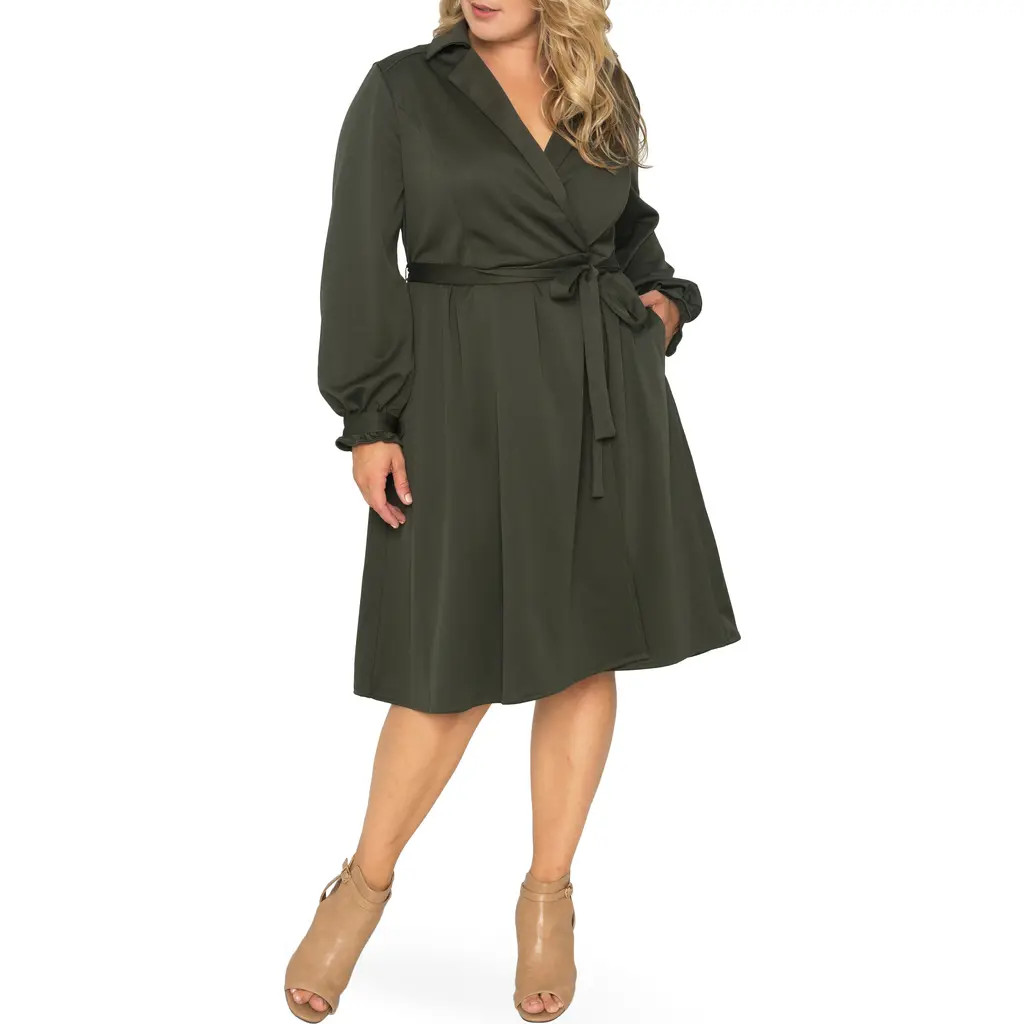 Standards & Practices Utility Shirtdress, dark olive belted utility shirt dress in plus sizes