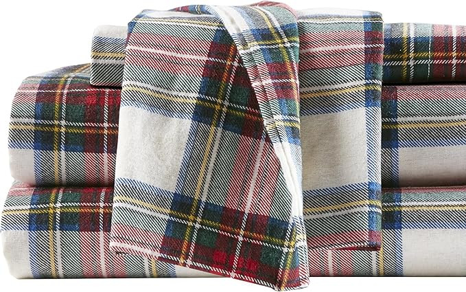 Comfort Spaces Cotton Flannel Sheets King Size, Ultra Soft Flannel Sheet Set with 14" Elastic Poc... | Amazon (US)