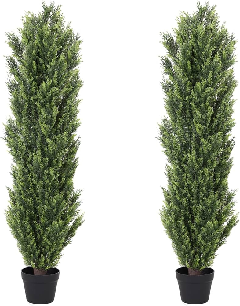 5ft Cedar Pine Topiary Trees Artificial Outdoor Set of 2 Pack, 5 Foot Fake Evergreen Plants UV Re... | Amazon (US)