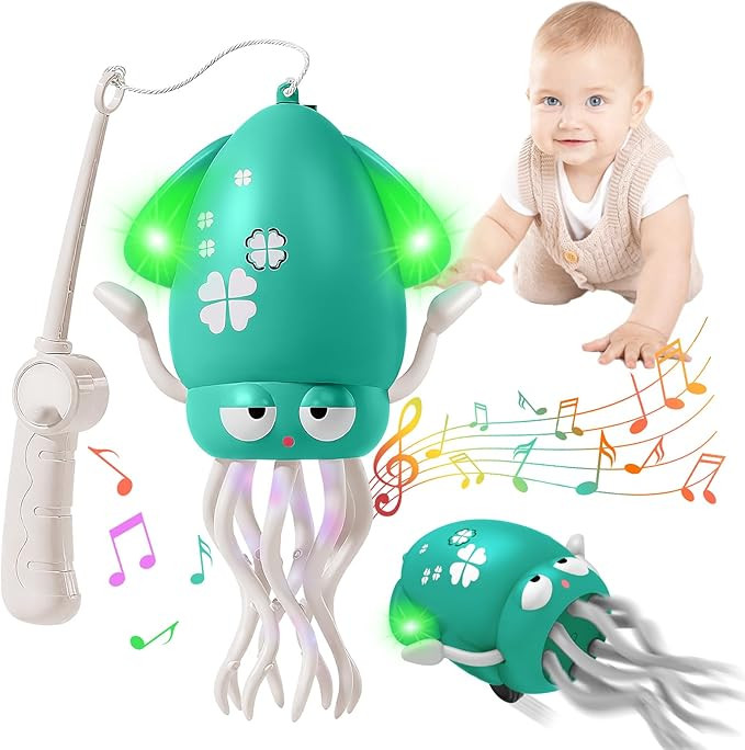 Dancing Octopus Baby Toy, Electric Crawling Octopus Tummy Time Toys, with LED Lights & Music, Rec... | Amazon (US)