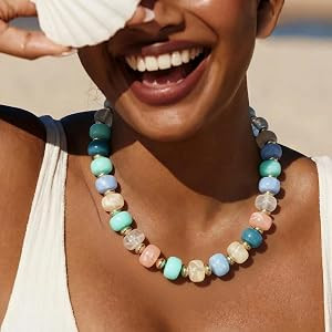 Joo&Rind Chunky Beaded Necklace for Women Colorful Large Bead Necklaces Big Statement Beads Choke... | Amazon (US)