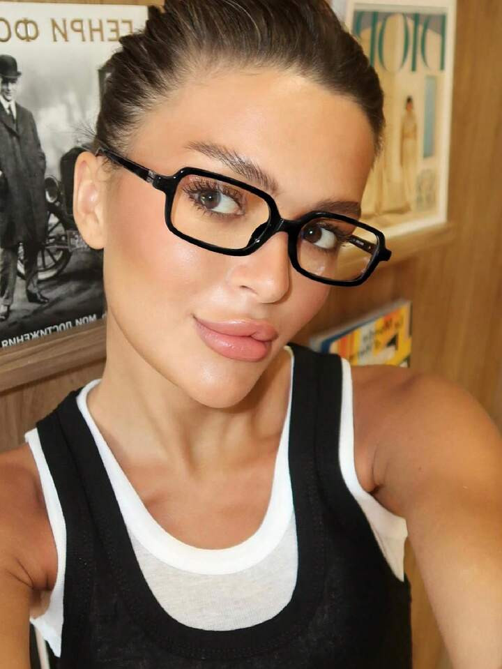 1pc Small Frame Rectangular Fashion Glasses Frame Transparent Glasses Retro Personality Versatile... | SHEIN