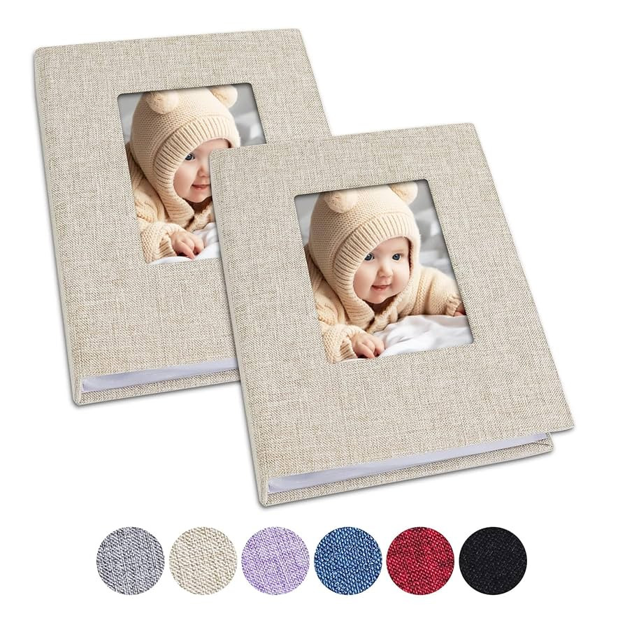 Vienrose Small Baby Photo Album 4x6 Photos, 2 Pack Linen Cover Mini Photo Book, 26-Page Holds 52 ... | Amazon (US)