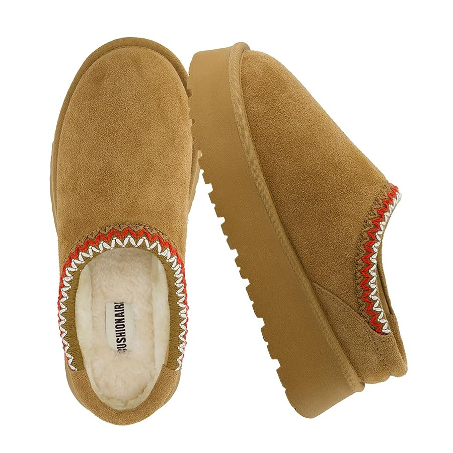 CUSHIONAIRE Kabuki Platform Boots Genuine Suede Fuzzy Mule Slippers for Women with Memory Foam | ... | Amazon (US)