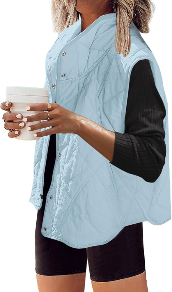 SENSERISE Womens Puffer Vest Quilted Vests Oversized Lightweight Outerwear Puffy Padded Jacket Wi... | Amazon (US)