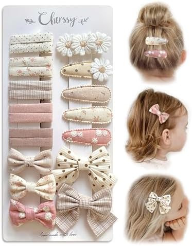 Floral Hair Bow Clips for Baby Girls, 20 Pack Boutique Snap Hairpins and Alligator Clips Set, Han... | Amazon (US)