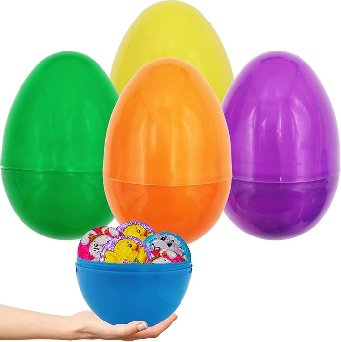 The Dreidel Company Massive Multicolor Fillable Easter Eggs Colorful Bright Plastic, Stands Uprig... | Amazon (US)