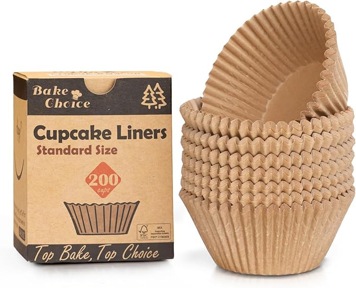 Non-stick 200pcs Standard Cupcake Liners for Baking, Natural, Food-grade Cupcake Wrapper, Greasep... | Amazon (US)