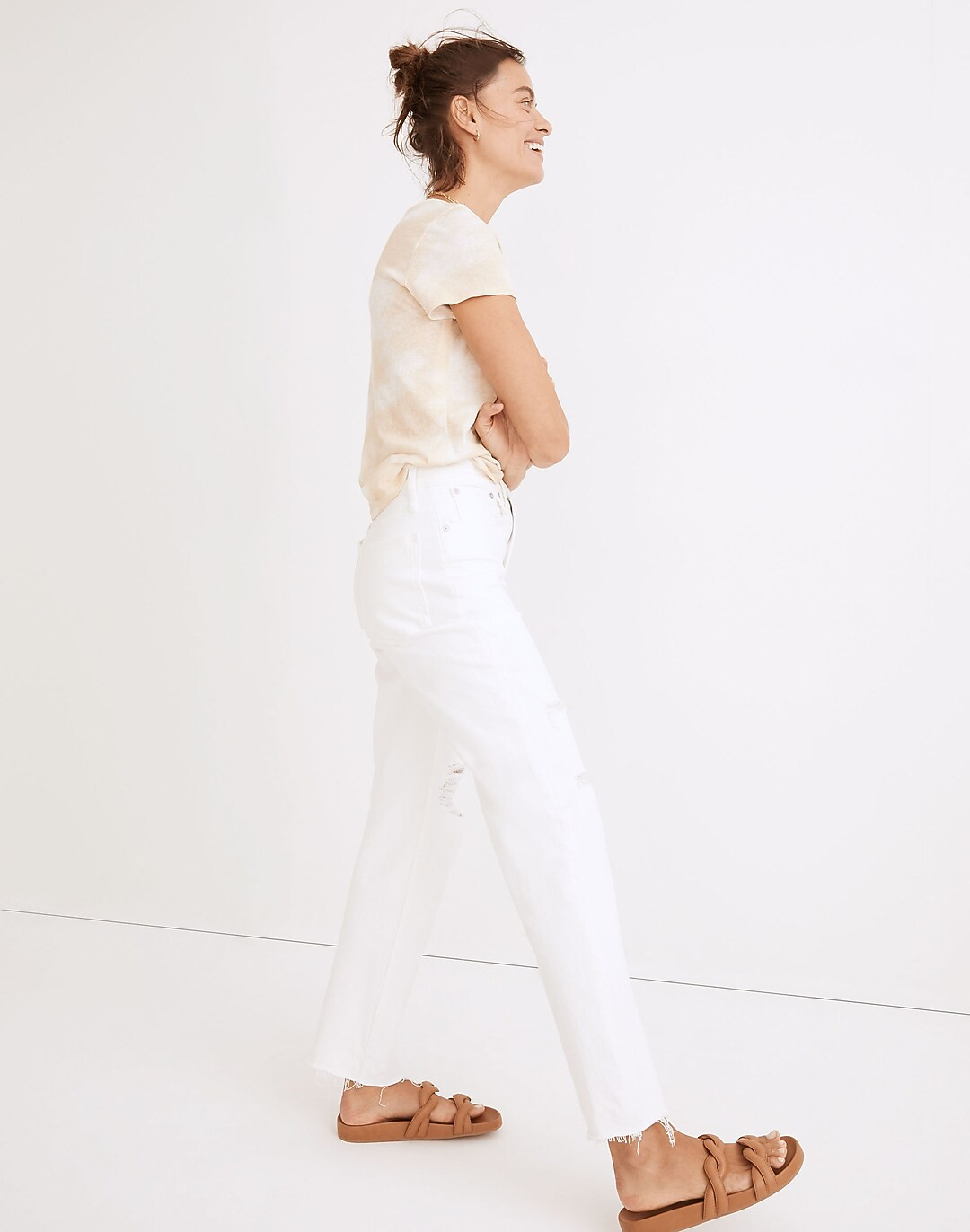 The Perfect Vintage Straight Jean in Tile White: Ripped-Knee Edition | Madewell