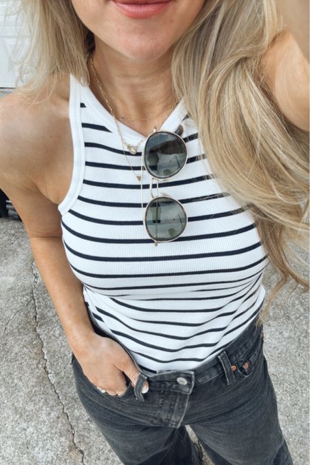 Amazon sunglasses
Favorite striped tank top size smalll

#LTKSeasonal #LTKfindsunder50