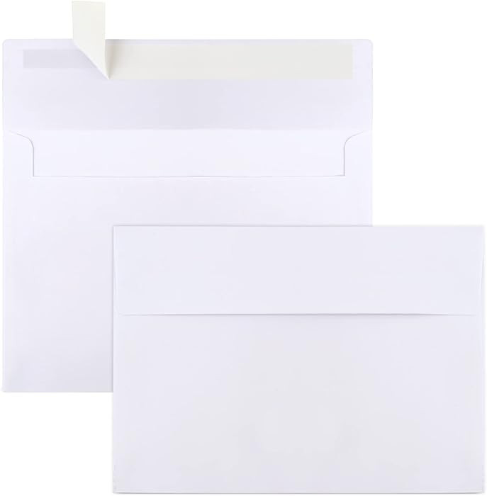 50 Packs 5x7 Envelopes, White A7 5x7 Envelopes for Invitations, Printable, Self Seal for Weddings... | Amazon (US)
