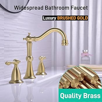 TRUSTMI 8 Inch Widespread Brushed Gold Bathroom Faucet 3 Hole Solid Brass Bathroom Vanity Sink Fa... | Amazon (US)