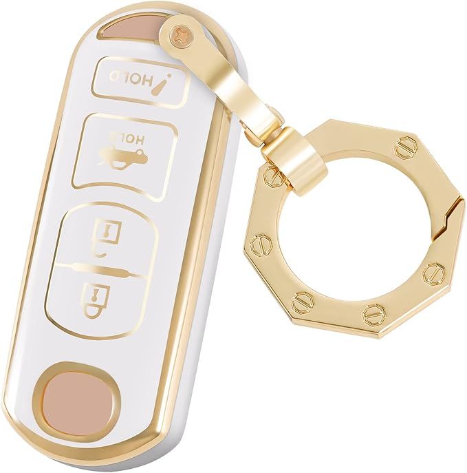 YHC For Mazda Key Fob Cover Car Key Case Shell with Gold Keychain fit Mazda 3 6 8 Miata MX-5 CX-3... | Amazon (US)