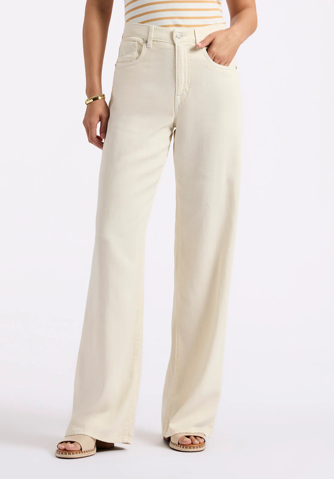 High Rise Wide Leg Addie Women's Pants, Vanilla Ice - BL16083 | Buffalo David Bitton