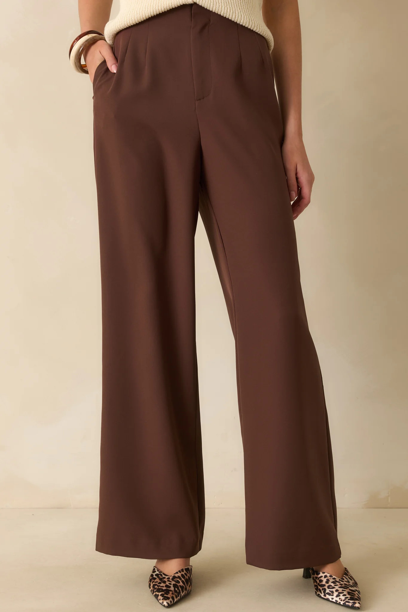 Making A Change Chocolate Brown High Waisted Wide Leg Pants | Red Dress