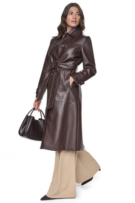 VEGAN LEATHER BELTED TRENCH | DKNY