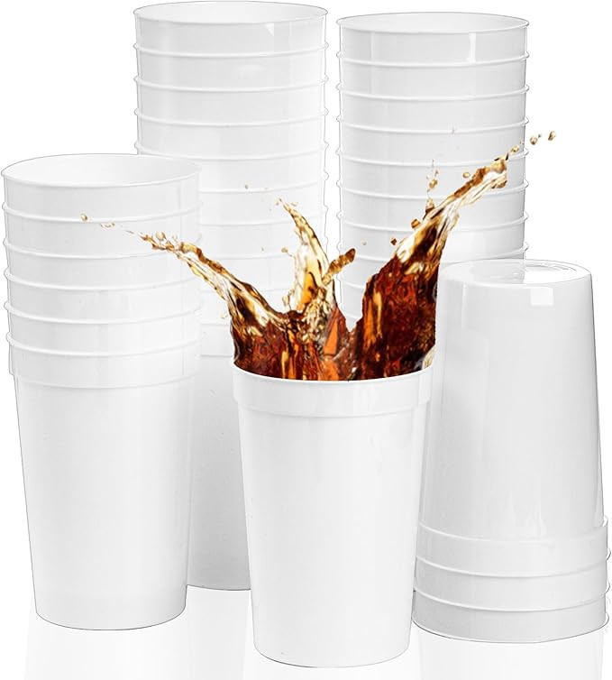 Fasmov 30 Pack 16 oz. Plastic Cups Plastic Tumblers Blank Reusable Drink Tumblers for Parties, Ev... | Amazon (US)
