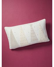 14x24 Knit Trees Pillow With Faux Pearls | Holiday Decor | HomeGoods | HomeGoods