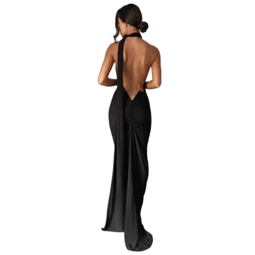Women's Sexy One Shoulder Backless Maxi Dress Elegant Ruched O Ring Sleeveless Evening Dress Long... | Amazon (US)