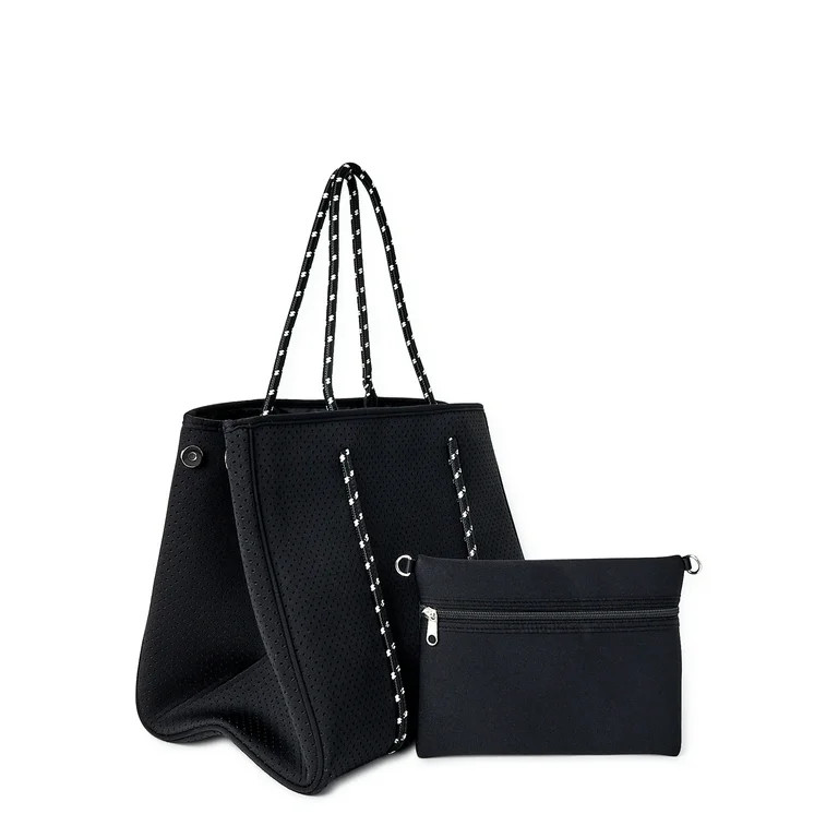 No Boundaries Women’s Neoprene Beach Tote Handbag Black Soot - Walmart.com | Walmart (US)