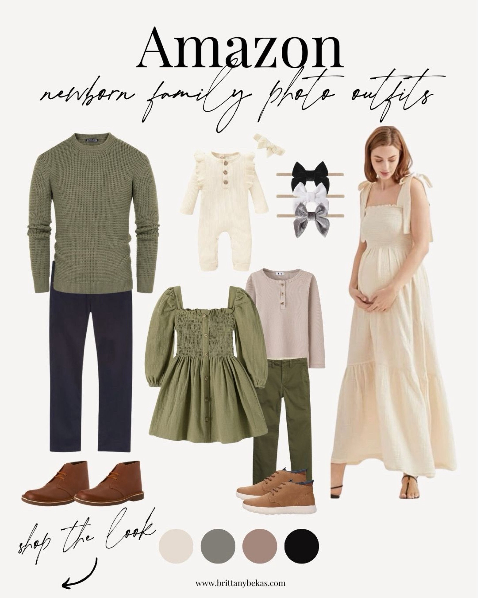 Neutral family photo outfits styled for an in-home newborn session. Maternity dresses are great to have for newborn photos to hide your postpartum body. 

This olive green, cream and tan is classic and also would work great in the desert, a field with brown and tan or at the beach. 

Amazon kids - Amazon baby - Amazon dresses for women - newborn family photo outfits - newborn family picture outfits - family photo outfits - men photoshoot outfits - neutral outfits - photoshoot outfits - maternity family outfits - maternity dress Amazon 

#LTKbaby #LTKkids #LTKfamily