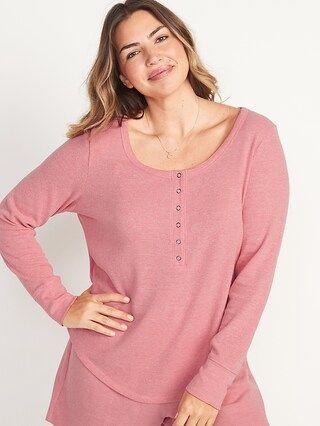 Long-Sleeve Thermal-Knit Henley Pajama T-Shirt for Women | Old Navy (US)