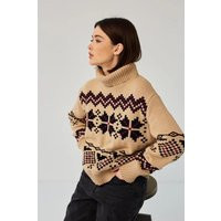 Beige Snowflake Sweater Boho Knit Christmas Sweater | Etsy (US)