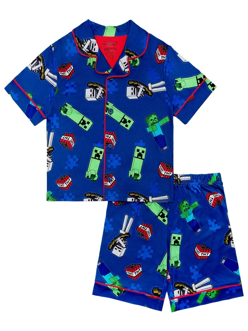 Minecraft Boys 2-Piece Coat and Short Pajama Set, Sizes 4-12 | Walmart (US)