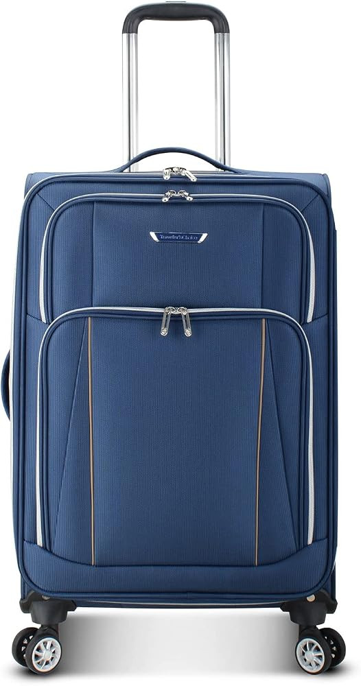 Traveler's Choice Lares Softside Expandable Luggage with Spinner Wheels, Navy, Checked 26-Inch | Amazon (US)