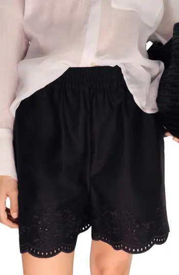 MANGO Embroidered Cotton Shorts in Black at Nordstrom Rack, Size X-Small | Nordstrom Rack