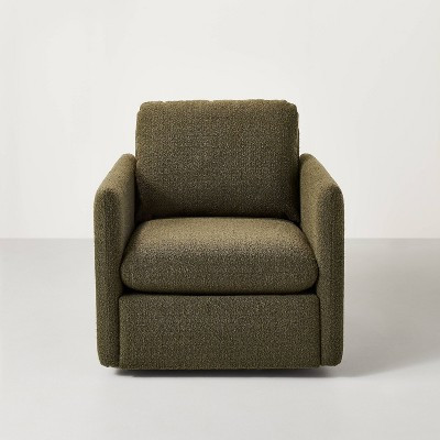 Boucle Upholstered Swivel Arm Chair - Olive Green - Hearth & Hand™ with Magnolia: Plywood Frame... | Target