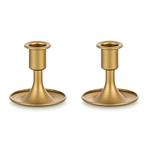Candlestick Holders Taper Candle Holders, Romadedi Gold Candle Stick Candle Holder for Table Centerpiece, Wedding Reception, Festive Christmas Mantel Decoration or Home Decor, Set of 2 | Amazon (US)