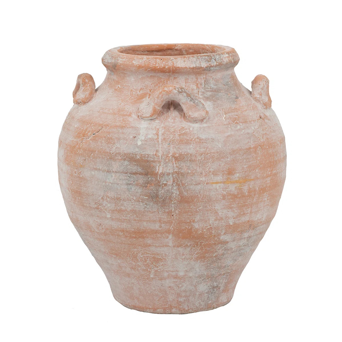 8.5x8.5x9.5" Rounded Amphora Vase with Textured Terracotta Finish and Small Handles | Wayfair North America