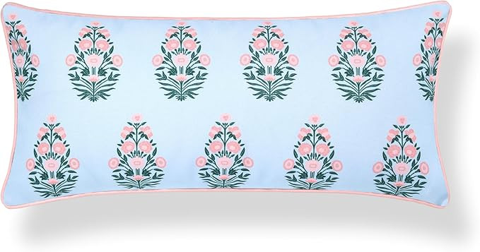 Hofdeco Premium Coastal Grandmillennial Patio Indoor Outdoor Lumbar Pillow Cover Only, 12"x26" Wa... | Amazon (US)