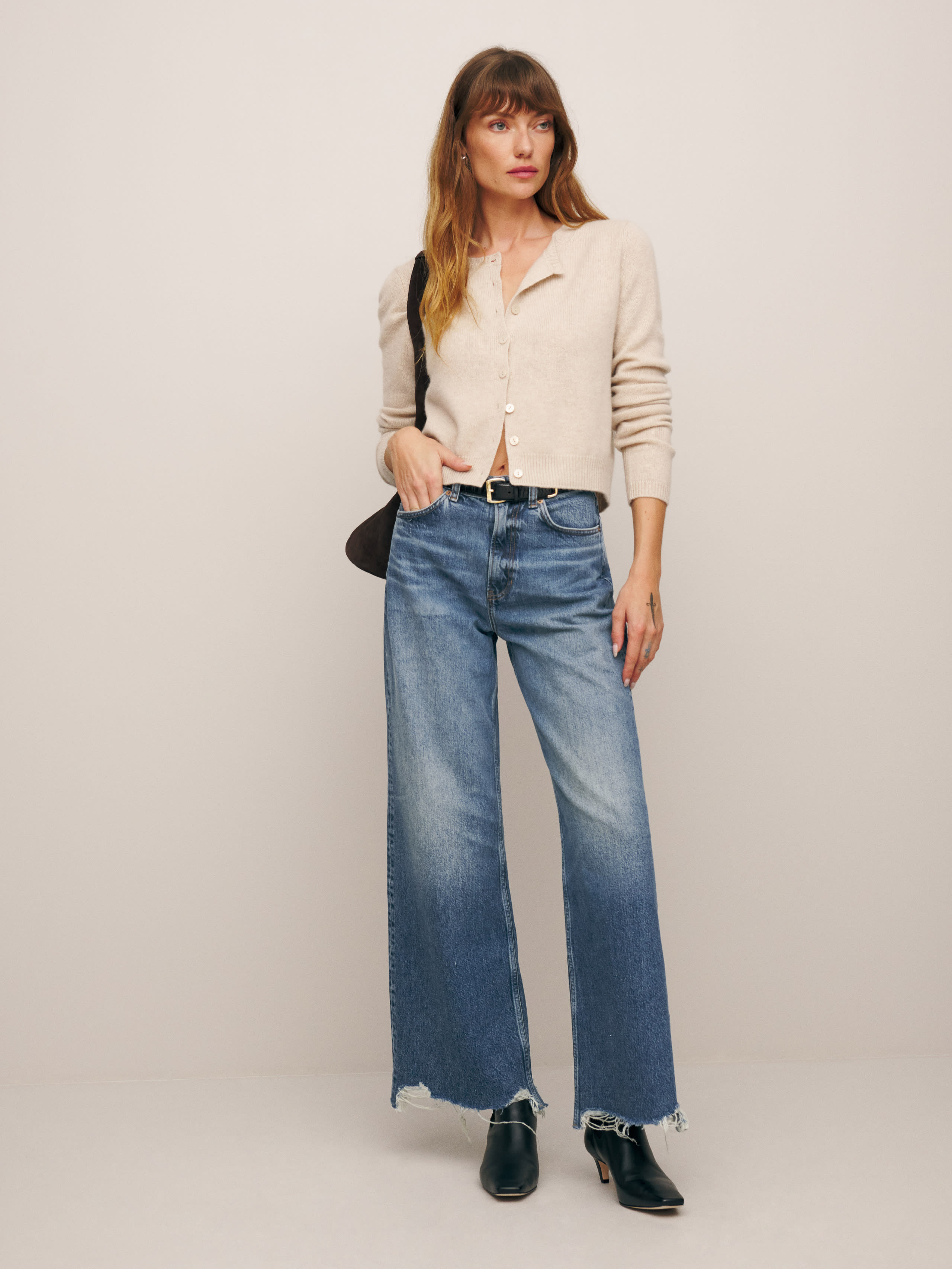 Cary High Rise Slouchy Wide Leg Cropped Jeans | Reformation (Global)