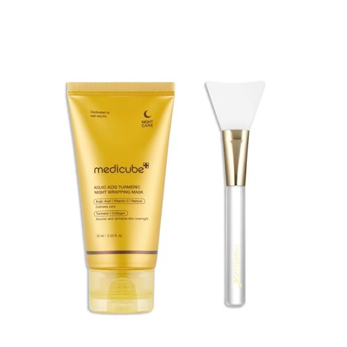 medicube Overnight Glow Duo for Uneven skin Tone: Turmeric Overnight Wrapping Peel Off Mask and Jelly Brush | Amazon (US)
