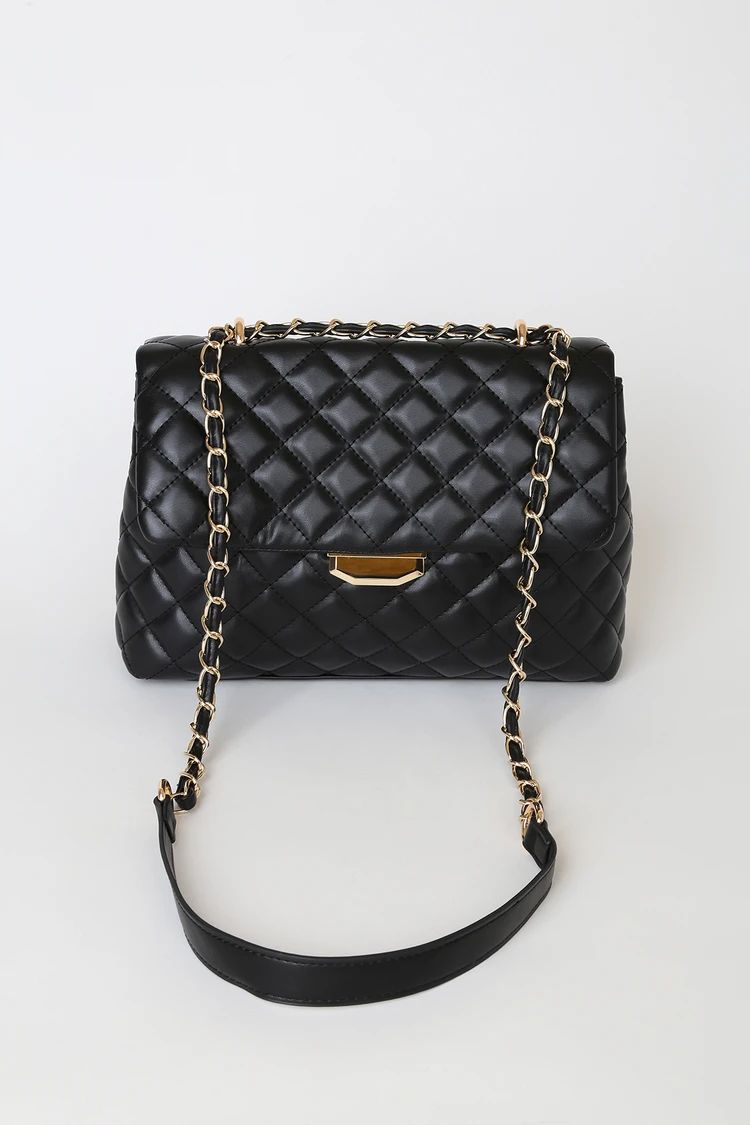 Real Stunner Black Vegan Leather Quilted Crossbody Bag | Lulus (US)