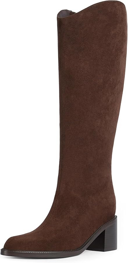 Modatope Women's Knee High Boots Pointed Toe Chunky Block Heel Tall Boots with Side Zipper Long B... | Amazon (US)