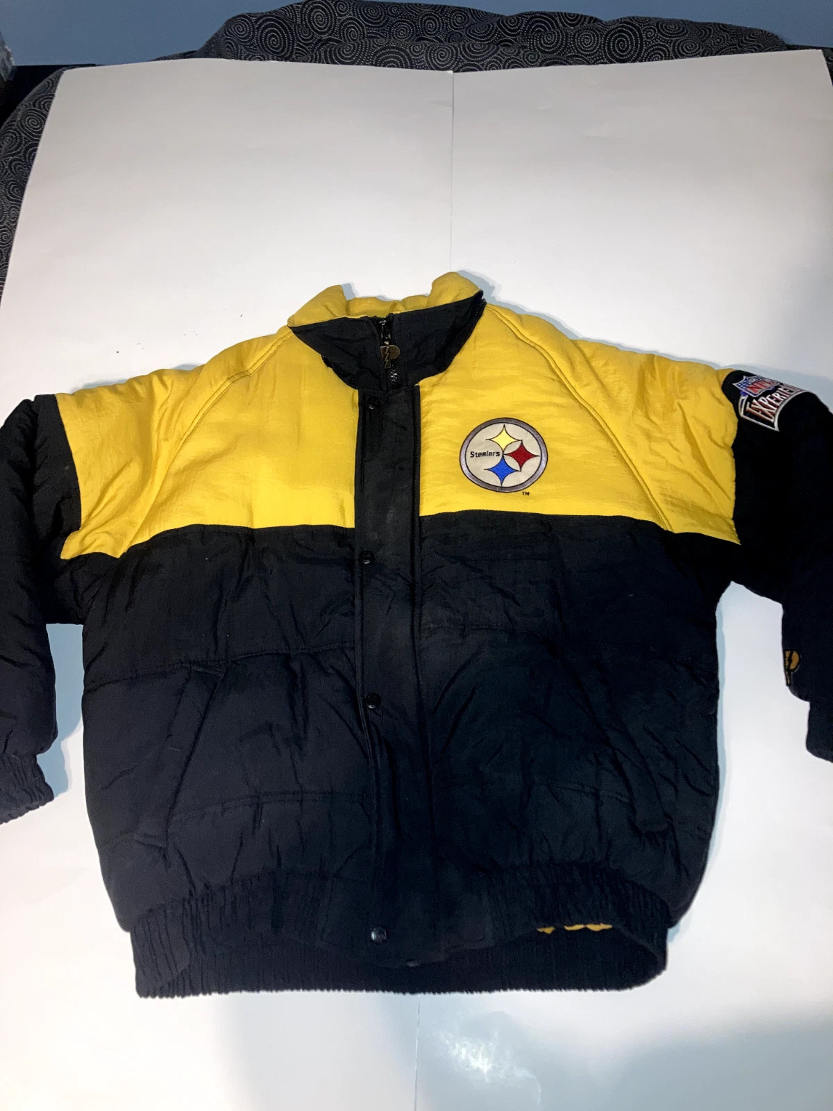 Men's Vintage Pro Player NFL Pittsburgh Steelers Spellout Puffer Jacket Size L | eBay US