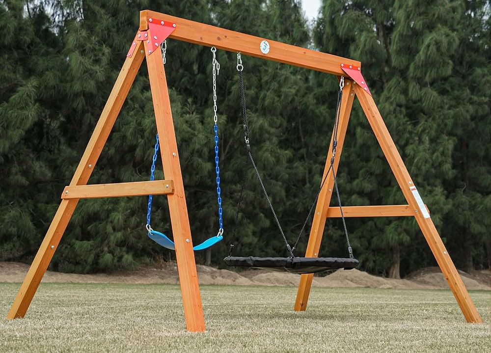Dolphin Playground DIY Swing Sets for Backyard, Wooden Playground Sets for Backyards with Saucer ... | Amazon (US)