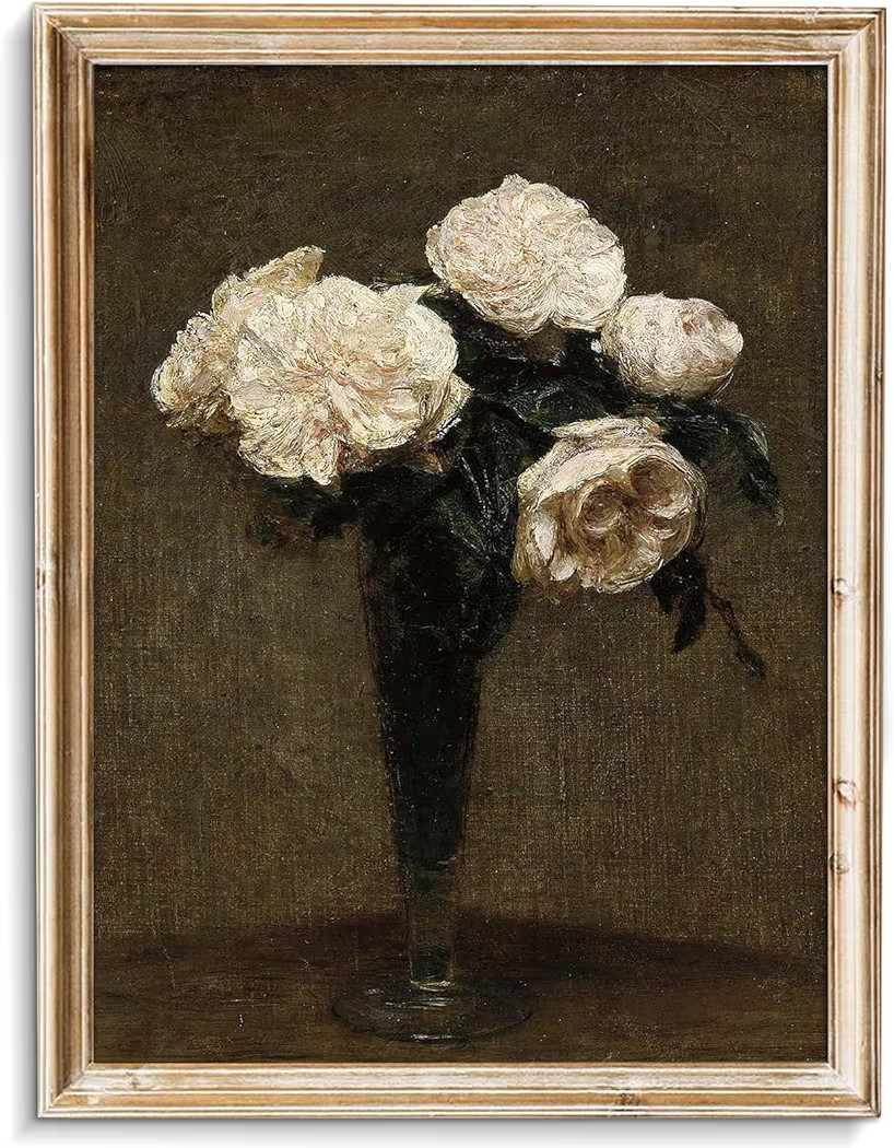 unrio Vintage Floral Wall Art Prints - Retro Moody Roses Canvas Art Decor Rustic Farmhouse Wall D... | Amazon (US)