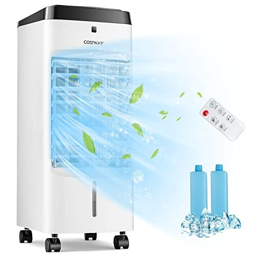 COSTWAY Evaporative Air Cooler, 3-in-1 Quiet Swamp Cooler with Remote Control, 70° Oscillation, 4 Modes, 12H Timer, 3.5L Water Tank, Portable Air Cooler for Bedroom Home Office Dorms | Amazon (US)