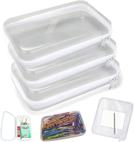 piegricdiat Hard Sided Zipper Case - 2024 New Hard-Sided Clear Zipper Ppencil Case, Portable Transparent Zipper Pencil Case, Hard Zippered Pouch Clear Organizer Bags - A Glam Way to Organize (Large) | Amazon (US)
