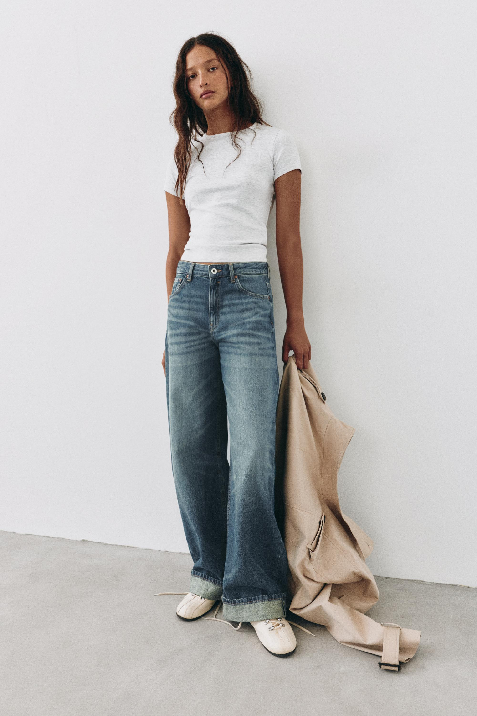 Balloon-fit baggy jeans with turn-up hems | Pull&Bear United Kingdom | PULL and BEAR UK