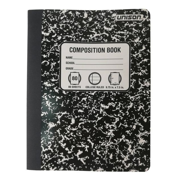 College Ruled Solid Composition Notebook Black - Unison | Target