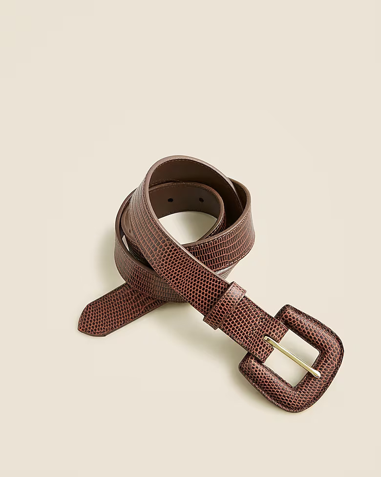 Wide belt in embossed Italian leather | J. Crew US